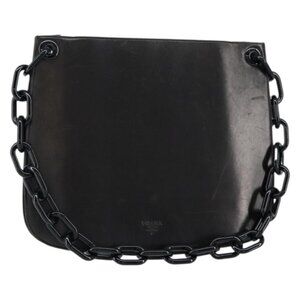 Authentic PRADA Shoulder Bag Leather Black